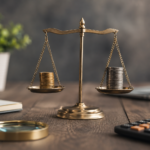 Balança de equilíbrio com moedas representando a regulamentação da CBS na Reforma Tributária brasileira